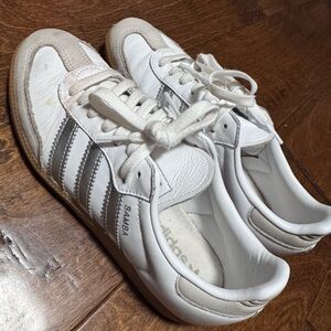 Adidas Samba White and Silver Shoes